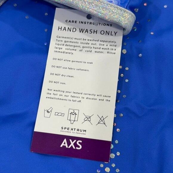 Spektrum AXS Blue Shimmer Tank Leotard With Crystal Accents & Marble Design NWT - Picture 4 of 5